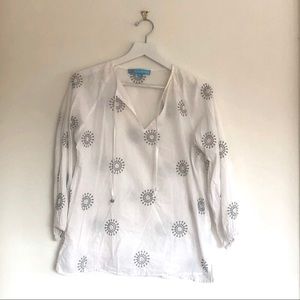 Tara Michelle White Sunburst Chase Tunic in Grey and White Elegant Design